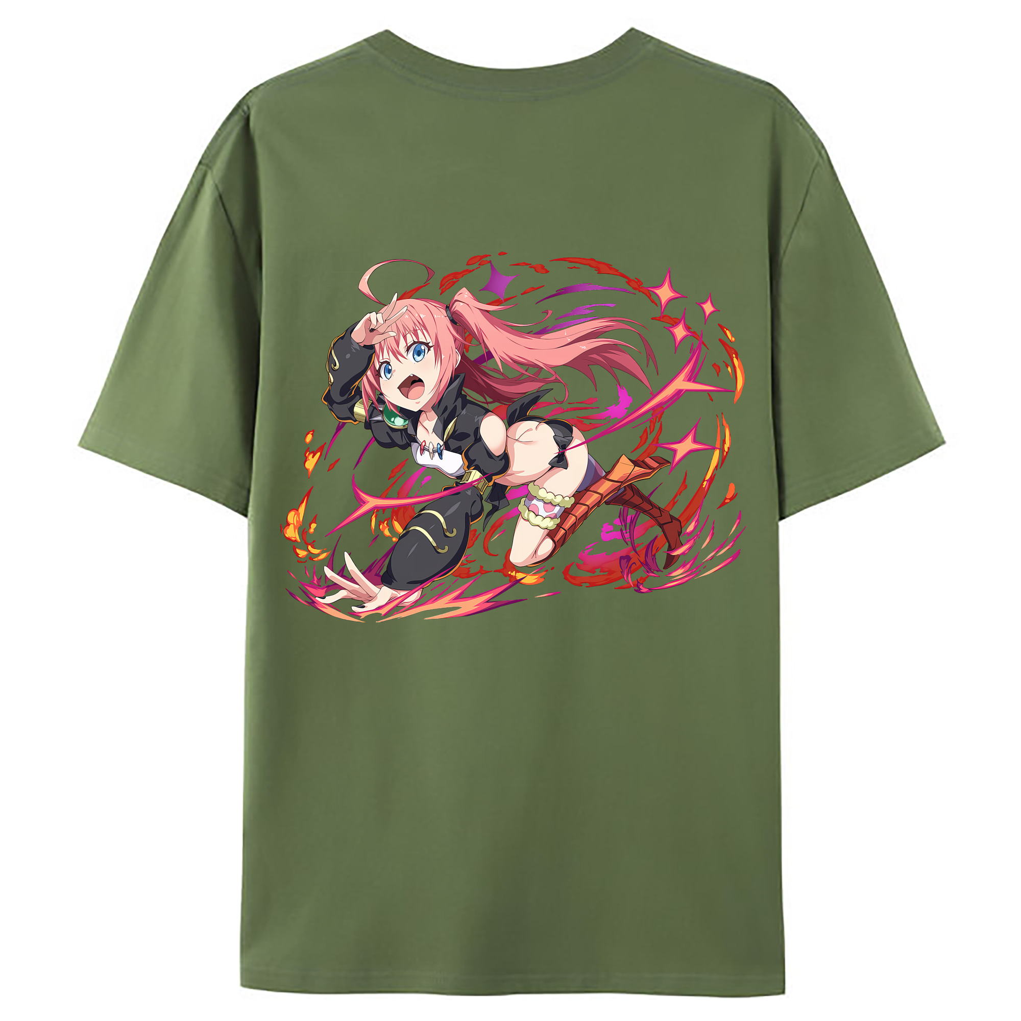 （画像用） 転スラ Regarding Reincarnated to Slime 綿100％ メンズ半袖Tシャツ（バックプリント） 通気性